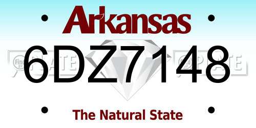 6DZ7148 Arkansas License Plate