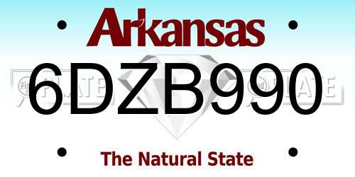 6DZB990 Arkansas License Plate