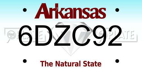 6DZC92 Arkansas License Plate
