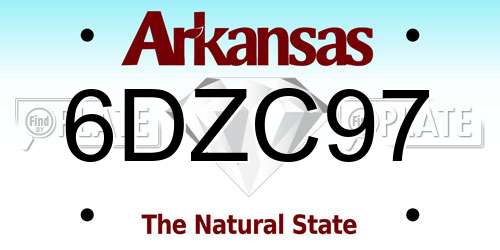 6DZC97 Arkansas License Plate