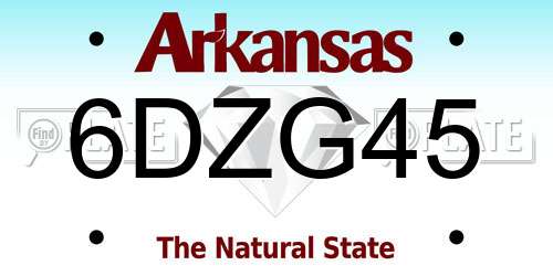 6DZG45 Arkansas License Plate