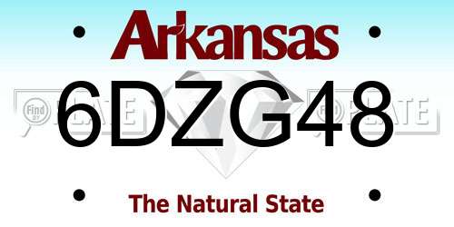 6DZG48 Arkansas License Plate