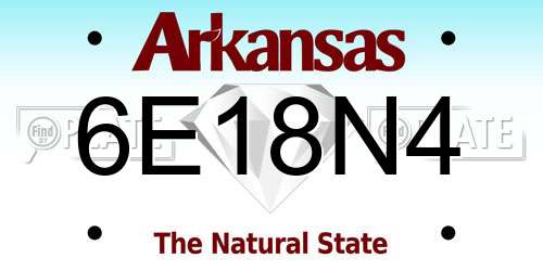 6E18N4 Arkansas License Plate