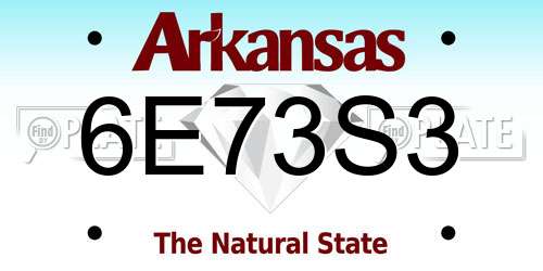 6E73S3 Arkansas License Plate