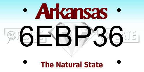 6EBP36 Arkansas License Plate