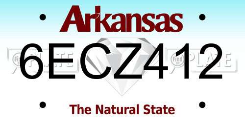 6ECZ412 Arkansas License Plate