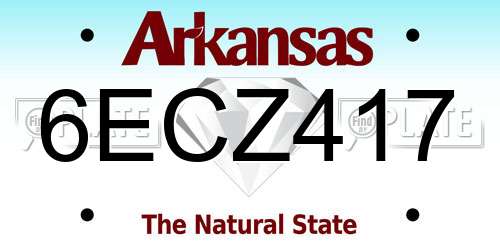 6ECZ417 Arkansas License Plate