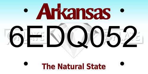 6EDQ052 Arkansas License Plate