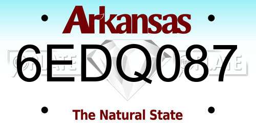 6EDQ087 Arkansas License Plate