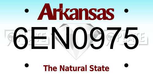 6EN0975 Arkansas License Plate
