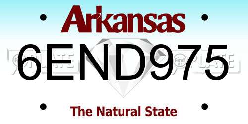 6END975 Arkansas License Plate