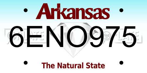 6ENO975 Arkansas License Plate