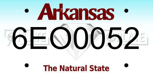 6EO0052 Arkansas License Plate
