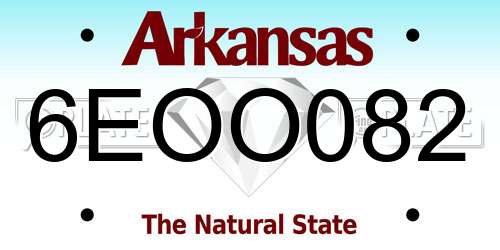 6EOO082 Arkansas License Plate