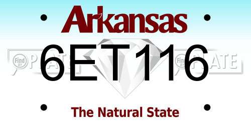 6ET116 Arkansas License Plate