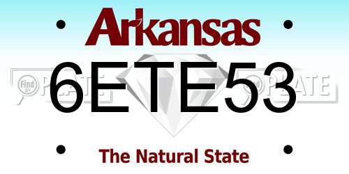 6ETE53 Arkansas License Plate