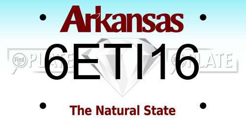 6ETI16 Arkansas License Plate