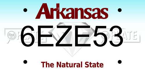 6EZE53 Arkansas License Plate