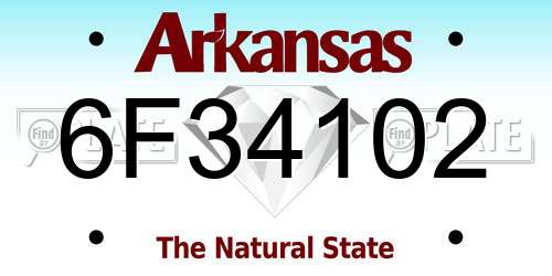 6F34102 Arkansas License Plate