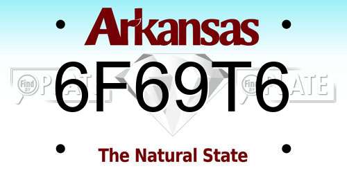 6F69T6 Arkansas License Plate