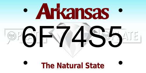 6F74S5 Arkansas License Plate
