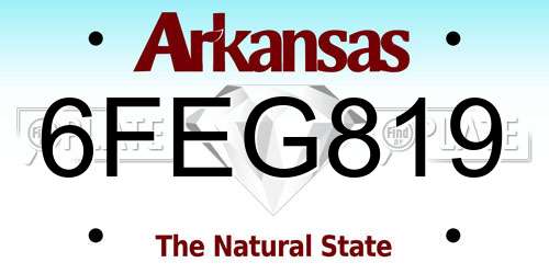 6FEG819 Arkansas License Plate