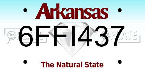 6FFI437 Arkansas License Plate