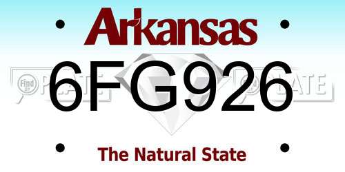 6FG926 Arkansas License Plate