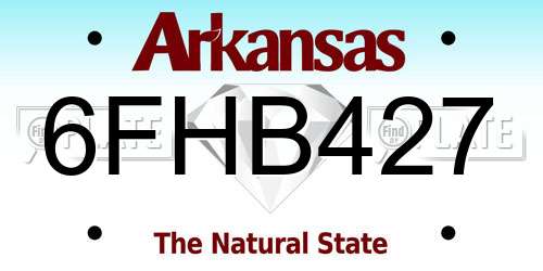 6FHB427 Arkansas License Plate