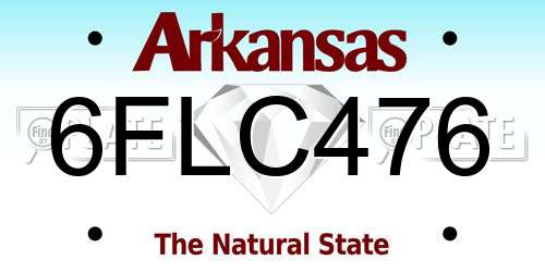 6FLC476 Arkansas License Plate