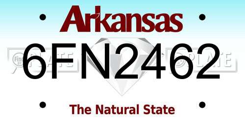 6FN2462 Arkansas License Plate