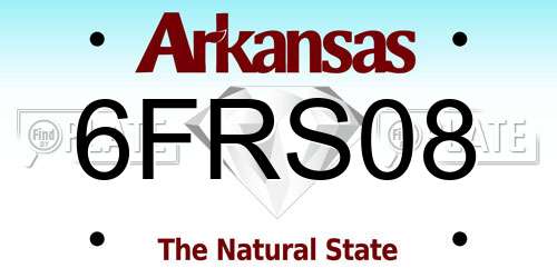 6FRS08 Arkansas License Plate