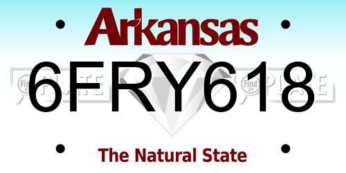 6FRY618 Arkansas License Plate