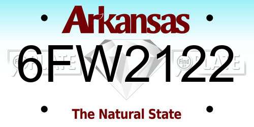6FW2122 Arkansas License Plate