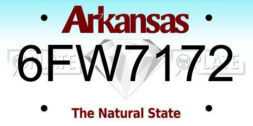 6FW7172 Arkansas License Plate