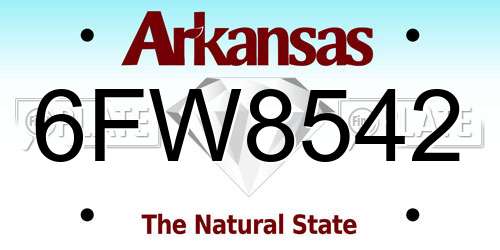 6FW8542 Arkansas License Plate
