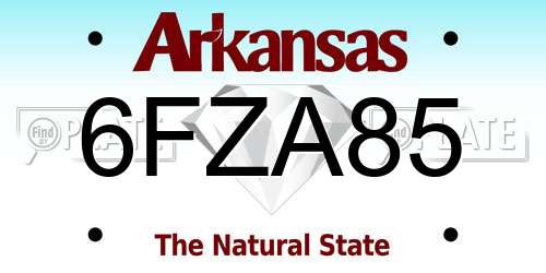 6FZA85 Arkansas License Plate