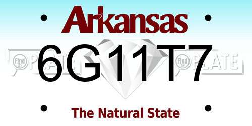 6G11T7 Arkansas License Plate