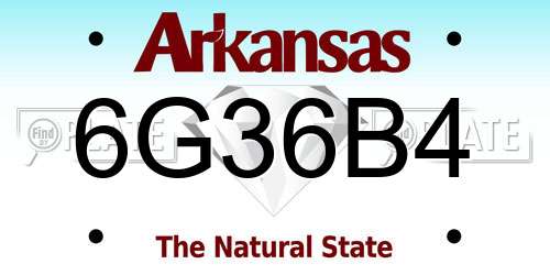 6G36B4 Arkansas License Plate
