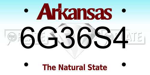 6G36S4 Arkansas License Plate