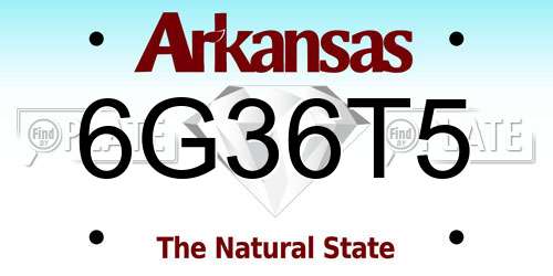 6G36T5 Arkansas License Plate
