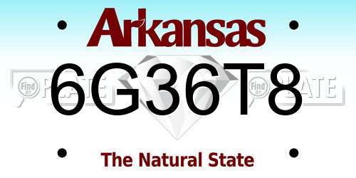 6G36T8 Arkansas License Plate
