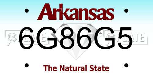 6G86G5 Arkansas License Plate