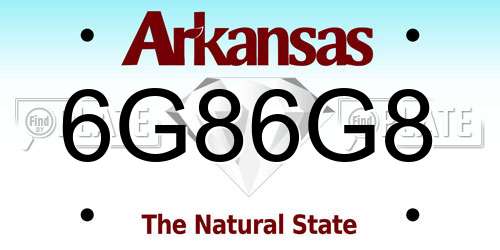 6G86G8 Arkansas License Plate