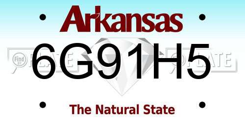 6G91H5 Arkansas License Plate