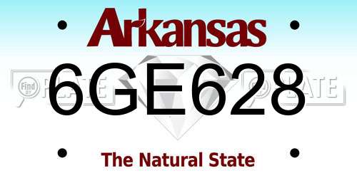 6GE628 Arkansas License Plate