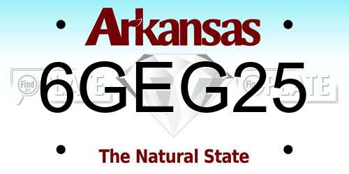 6GEG25 Arkansas License Plate