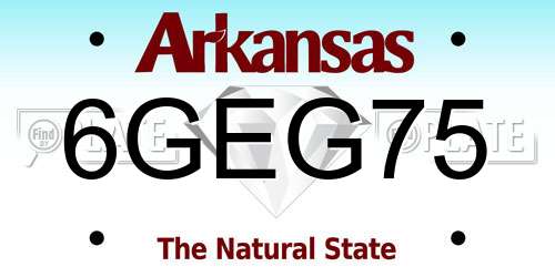 6GEG75 Arkansas License Plate