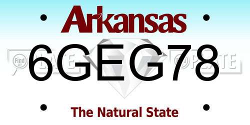 6GEG78 Arkansas License Plate