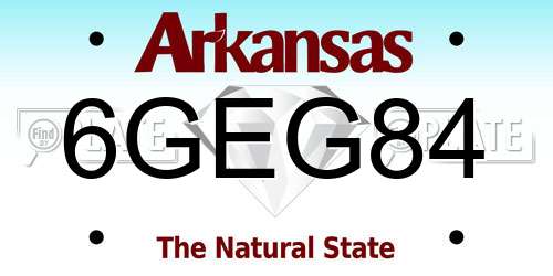 6GEG84 Arkansas License Plate